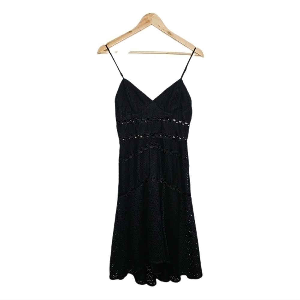 Bardot lace fluted strappy v-neck midi black dress size 4
